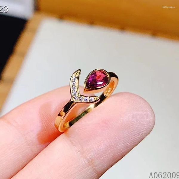 Bagues de cluster KJJEAXCMY Fine Bijoux 925 Sterling Silver Incrusté Naturel Garnet Bague Élégante Test de soutien de fille