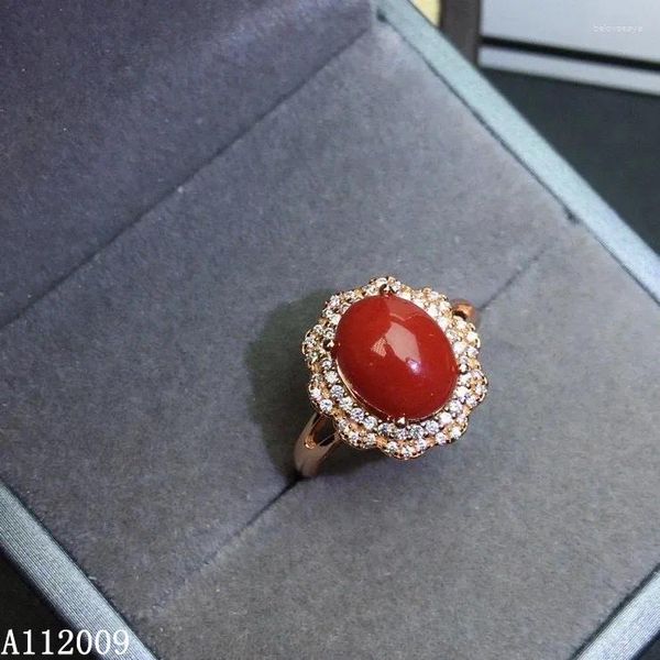 Bagues de cluster KJJEAXCMY Fine Bijoux 925 Sterling Silver Incrusté Naturel Rouge Corail Bague Femme Gemstone Luxe Support Test