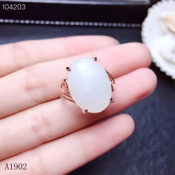 Bagues de cluster KJJEAXCMY Fine Jewelry 925 Sterling Silver Incrusté Naturel Hetian Jade Jewel Femme Anneau De Luxe Support Test