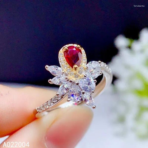 Bagues de cluster KJJEAXCMY Fine Bijoux 925 Sterling Silver Incrusté Naturel Gemstone Ruby Femme Bague Belle Support Test Vente