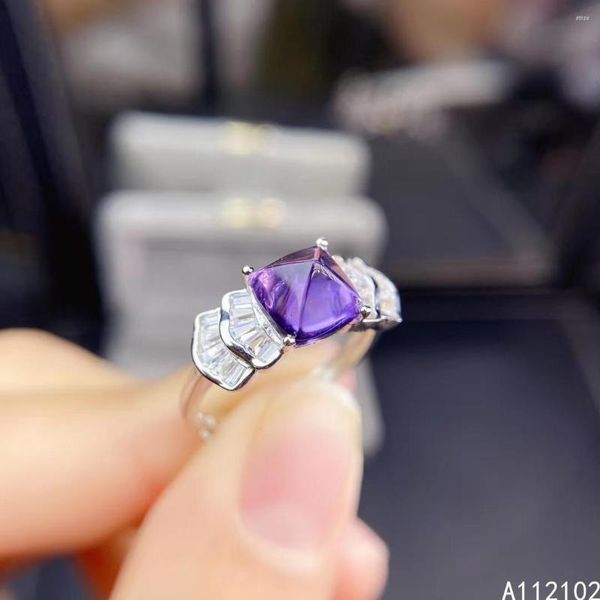 Cluster anneaux kjjeaxcmy beaux bijoux 925 argent sterling incrusté naturel amethyst girl de la fille chinoise chinoise