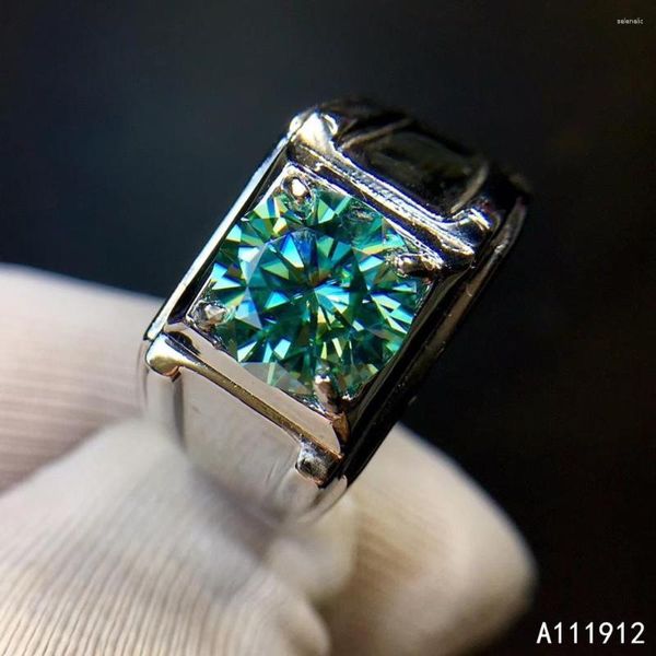 Anillos de racimo KJJEAXCMY Joyería Fina Verde Mosang Diamante 925 Plata Esterlina Hombres Anillo Soporte Prueba Venta Clásica