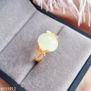 Bagues de cluster KJJEAXCMY Fine Bijoux Naturel Blanc Jade 925 Sterling Argent Hommes Femmes Bague Support Test Tendance