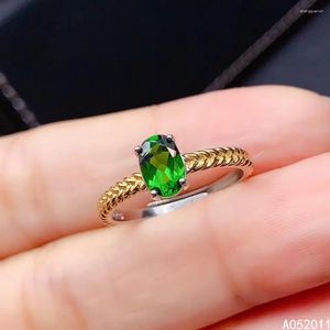 Bagues de cluster KJJEAXCMY Fine Bijoux Naturel Diopside 925 Sterling Silver Fille Réglable Gemstone Bague Support Test