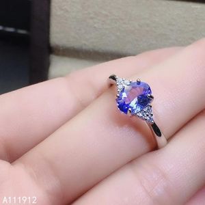 Clusterringen kjjeaxcmy fijne sieraden natuurlijke tanzanite 925 sterling zilveren vrouwen ringsteuntest mode