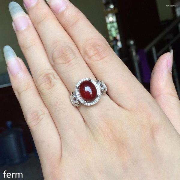 Anillos de racimo KJJEAXCMY, joyería fina, anillo de granate Natural, venta al por mayor, sobre la atmósfera, 6 gramos, incrustaciones de plata latina 925 para mujer