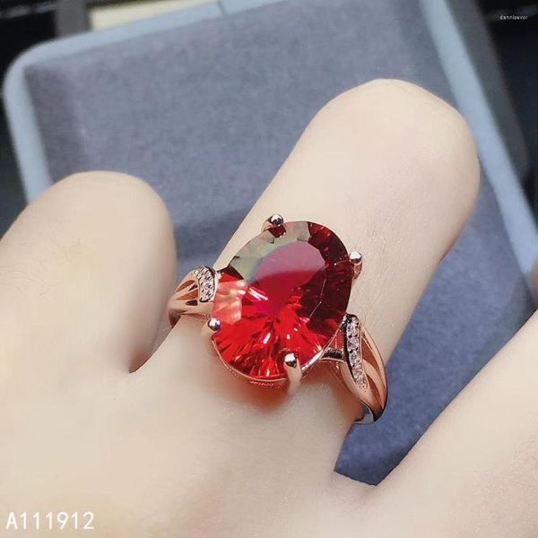 Anillos de racimo KJJEAXCMY, joyería fina, topacio rojo Natural, plata de ley 925, anillo de mujer, prueba de soporte de lujo