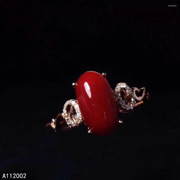 Anillos de racimo KJJEAXCMY, joyería fina, Coral rojo Natural, Plata de Ley 925, anillo de piedras preciosas ajustable para mujer, prueba de soporte, lujo Noble