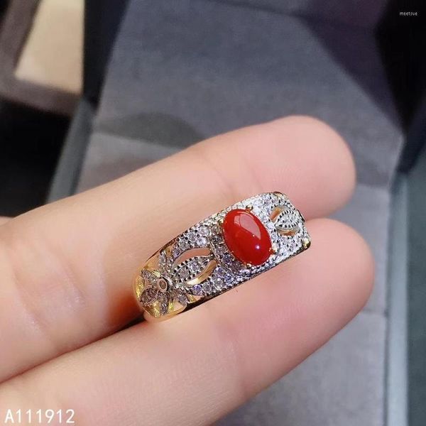 Anillos de racimo KJJEAXCMY, joyería fina, Coral rojo Natural, Plata de Ley 925, anillo de piedras preciosas para mujer, prueba de soporte exquisita