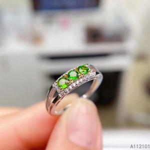 Bagues de grappe KJJEAXCMY Fine Jewelry S925 Sterling Silver incrusté Diopside naturel Girl Classic Ring Support Test Chinese Style Selling