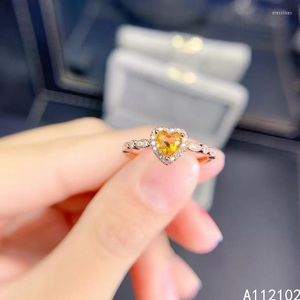 KJJEAXCMY Fine Jewelry S925 Sterling Silver Incrusté Citrine Naturelle Fille Noble Anneau Support Test Style Chinois Vente