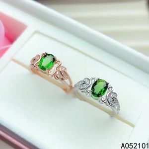 Bagues de cluster KJJEAXCMY Fine Jewelry S925 Sterling Silver Incrusté Diopside Naturel Fille Noble Gemstone Bague Support Test Style Chinois