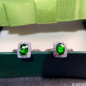 KJJEAXCMY Fine Jewelry S925 Sterling Silver Incrusté Diopside Naturel Fille Mode Gemstone Ring Support Test Style Chinois