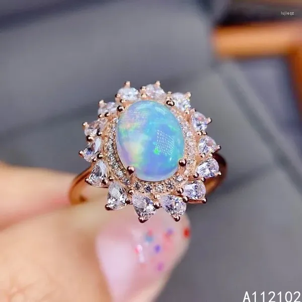 Cluster anneaux kjjeaxcmy fine bijoux s925 argent sterling incrusté d'opale naturelle girl cadeau de support cadeau de support chinois avec boîte