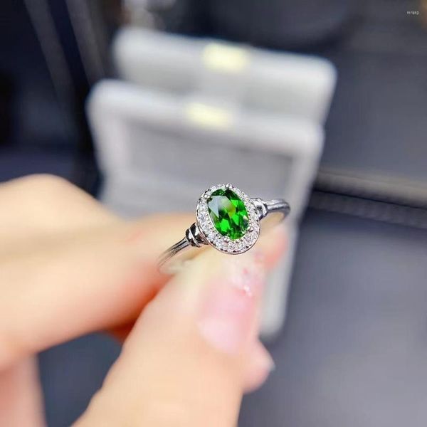 KJJEAXCMY Fine Jewelry S925 Sterling Silver Incrusté Diopside Naturel Fille Anneau Support Test Style Chinois Vente