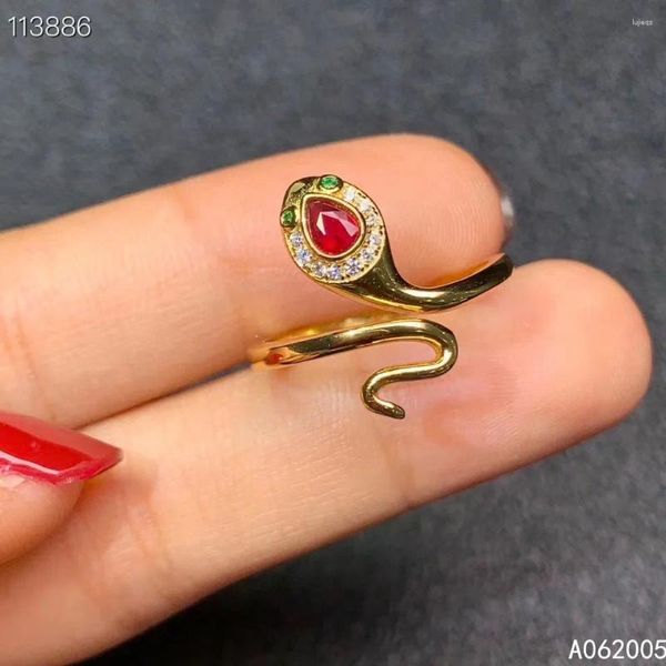 Anneaux de cluster kjjeaxcmy anneau de rubis réglable naturel intégré pour les femelles bijoux 925 Silver sterling beau test de soutien luxe