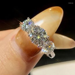 Cluster anneaux knb brillant réel 1ct d couleurs diamants de la loinsanite brillants pour les femmes originales 925 Mariage de luxe en argent sterling fin bijoux