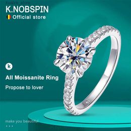 Cluster Ringen KNOBSPIN 3ct D Kleur Alle Moissanite Ring s925 Sliver Plated 18k White Gold Wedding Band Verlovingsringen voor vrouwen Fijne sieraden L240315
