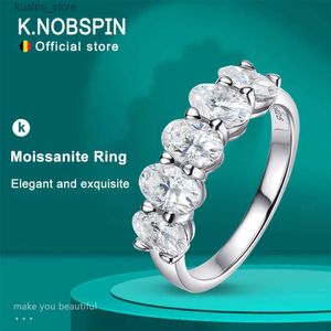 Anneaux de cluster KNOBSPIN D VVS1 4*6mm anneaux Moissanite ovales pour femmes bijoux fins fiançailles mariage bandes d'éternité avec GRA s925 Slive Ring L240315