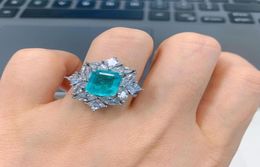 Anneaux de cluster KNRIQUEN 8 10mm Paraiba Tourmaline Gemstone Ring Vintage Mariage Fiançailles Fine Bijoux Cadeau Pour Femmes Charms Acces3916869