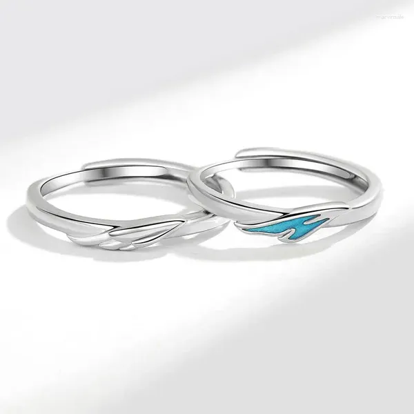 Bagues de cluster KOFSAC Unique Oiseau Poisson Couple Bague Mode Personnalité Goutte Colle Pour Hommes Femmes Saint Valentin Cadeau 925 Bijoux En Argent