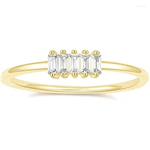 Cluster ringen Kolmnsta 1,5 mm eeuwigheid ring 14k verguld stapelen stokbrood Cubic Zirconia Petite trouwring voor vrouwen maat 4-10