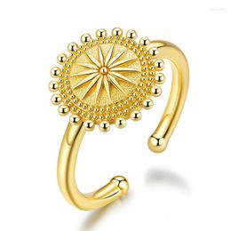Cluster ringen Kolmnsta Mannequin S925 Sterling Silver Sun Flower Ring Vrouwelijk Opening verstelbare mode echt goud verguld