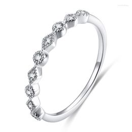 Anillos de racimo Kolmnsta anillo de plata 925 para mujer lindo dedo fino 5A CZ piedra boda aniversario banda joyería Bagues para mujer