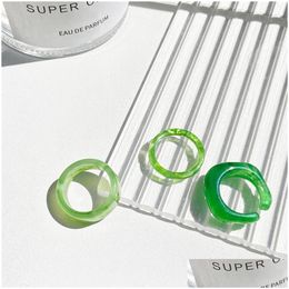 Cluster Ringen Koreaanse Colorf Transparante Hars Acryl Set Voor Vrouwen Trendy Geometrische Vierkante Ronde Ring Sieraden Drop Levering Dhspz