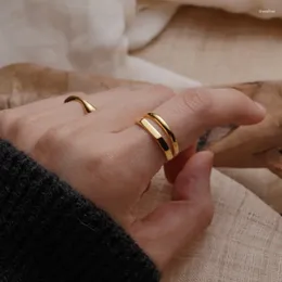 Anillos de clúster coreano frío fría retro apertura geométrica anillo de dedos ajustable para joyas para niñas.