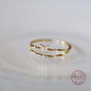 Cluster Ringe Korean Exquisite Schmetterling Doppel Zirkon Offener Ring Frauen 925 Sterling Silber Kleine Frische Bankett Schmuck Großhandel