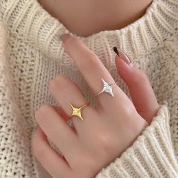 Cluster Ringen Koreaanse Stijl 925 Sterling Zilver Voor Vrouwen Cross Verstelbare Eenvoudige Vinger Ring Hip Hop Punk Open Sieraden