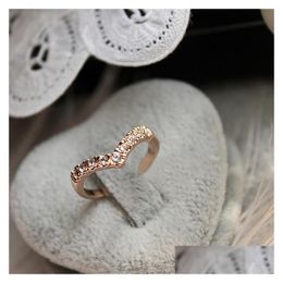 Anillos de clúster Diseño coreano en forma de V anillo de diamantes de diamantes rosa rosa cola simple fabricantes de joyas de cola al por mayor entrega de caída dhboc