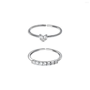 Cluster anneaux La monada taille 51-57 mm de zircon coeur 925 argent sterling pour les femmes ajustez la bague de mariage ouverte fine bijoux