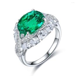 Anillos de clúster laboratorio anillo de esmeralda cultivado S925 verde diamante real para mujeres joyas gemstone joyas amor amorosas whoeslsale