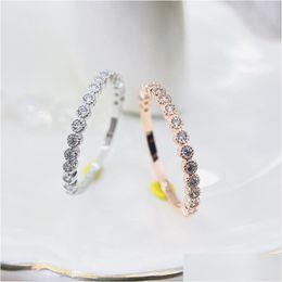 Anneaux de cluster Dentelle Foe Femmes S925 Sier Zircone Cubique Fine Rangée Empilage Queue Bague De Mariée Bijoux De Fiançailles Jz487 Drop Livraison Dh5Kr