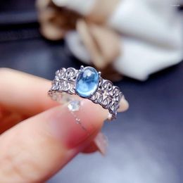 Clusterringen Dames volledig natuurlijke London Blue Topaz Ring Kleur Ultra Bright Sterling Zilver 925 Verlovingscadeau Boutique