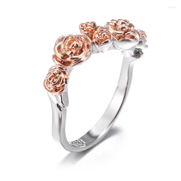 Anillos de clúster damas rosa anillo de rosa sexy accesorios de joyería de alta gama amantes de los amantes del oro