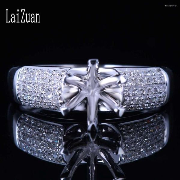 Anillos de racimo LaiZuan 5.5 - 6.5 mm Corte redondo 925 Plata de ley 0.3ct Diamantes naturales genuinos Semi montaje Anillo Configuración Mujeres Joyería de boda
