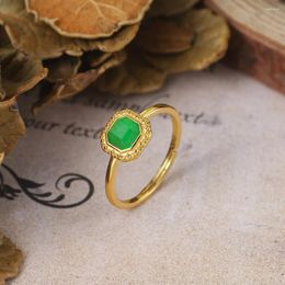 Cluster anneaux Lamoon pour femmes teintes d'accessoires de mariage Bijoux verts 925 argent 14k plaque d'or bijoux de bijoux vintage cadeaux LMRI132