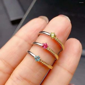 Cluster Rings Lanzyo 925 Sterling Silver Tourmaline Fashion Gift for Women Fine Wedding Bands 6 6mm Classic Wholesale J03035541agx