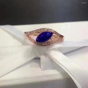 Clusterringen Lapis Ring Natuurlijke en echte bruiloftsverloving voor vrouwen 925 sterling zilver