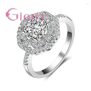 Clusterringen Grote ronde glanzende kristallen stenen ring voor dames huwelijksceremonie Feestwinkel Sieraden en CZ