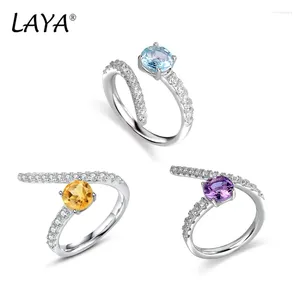 Anillos de racimo Laya Natural Amethyst Citrine Irregular de mujeres brillantes piedras preciosas 925 Romance de plata esterlina Joya Fina Joyería