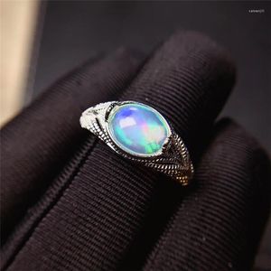 Bagues de cluster Leechee Opal Ring 7 9mm Naturel Coloré Gemstong Bijoux Pour Femmes Cadeau D'anniversaire Réel 925 Solide Sterling Silver Free Ship