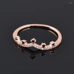 Cluster ringen Leeker Koreaanse stijl Zwart Crystal Crown For Women Rose Gold Sier Color Accessories Fashion Jewelry 051 LK6