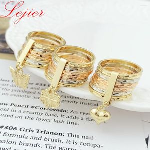 Cluster Ringen Lejier 2023 Oro Laminado Drie Kleur Stijl 18K Gouden Olifant Hart Bloem Vergulde Ring Voor Vrouwen Klassieke Fijne vinger Sieraden