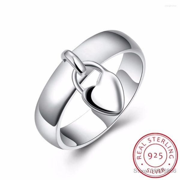 Cluster Anneaux LEKANI 925 Sterling Silver Heart Lock Ring Classique Pour Femme Mode Mariage Fiançailles Fête Cadeau Charme Bijoux