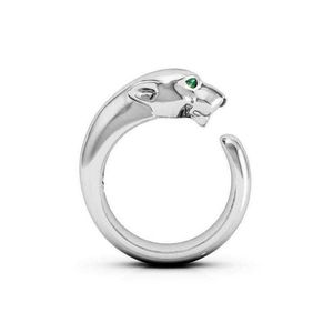 Cluster ringen Leopard Panther Head Green Eye Opening Ring Micro-aangedreven Crysyal Rhinestone Zirkon voor Uni Wedding Engagement Party Jood Dhq8j