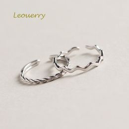 Bagues de cluster Leouerry 925 Sterling Silver Ouverture Bague Minimaliste Géométrique Tressé Tordu Pour Femmes Bijoux